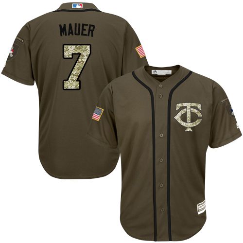 Twins #7 Joe Mauer Green Salute to Service Stitched MLB Jersey