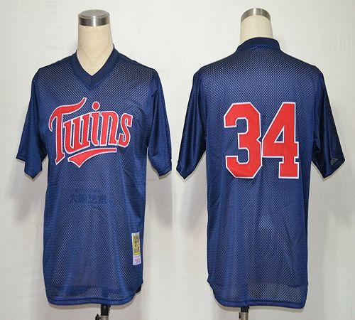 Mitchell And Ness 1991 Twins #34 Kirby Puckett Navy Blue Stitched MLB Jersey