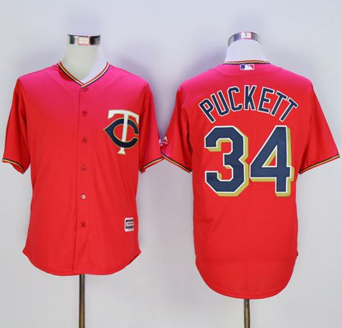 Twins #34 Kirby Puckett Red New Cool Base Stitched MLB Jersey