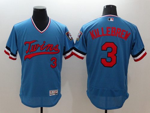 Twins #3 Harmon Killebrew Light Blue Flexbase Authentic Collection Cooperstown Stitched MLB Jersey