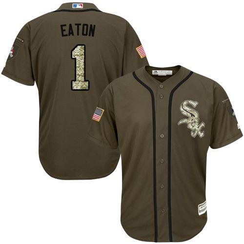 White Sox #1 Adam Eaton Green Salute to Service Stitched MLB Jersey