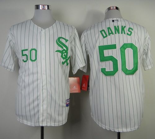 White Sox #50 John Danks White Green Strip St. Patrick's Day Stitched MLB Jersey