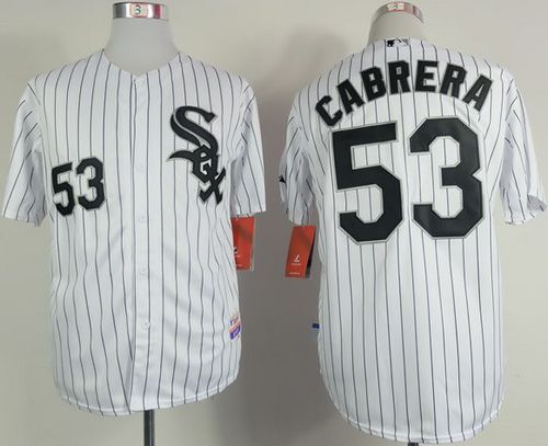 White Sox #53 Melky Cabrera White Black Strip Stitched MLB Jersey