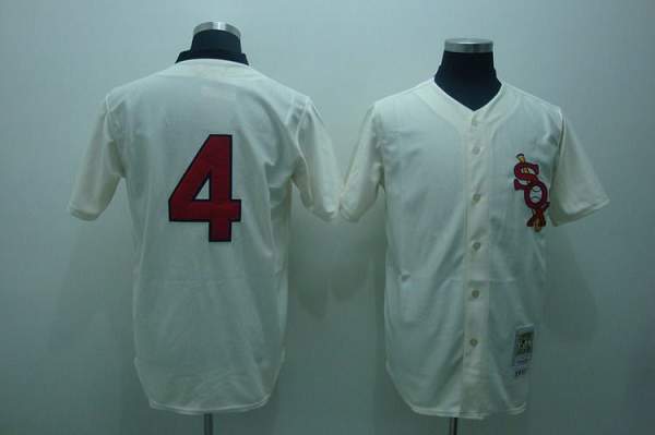 Mitchell and Ness White Sox #4 Luke Appling Stitched Cream Throwback MLB Jersey