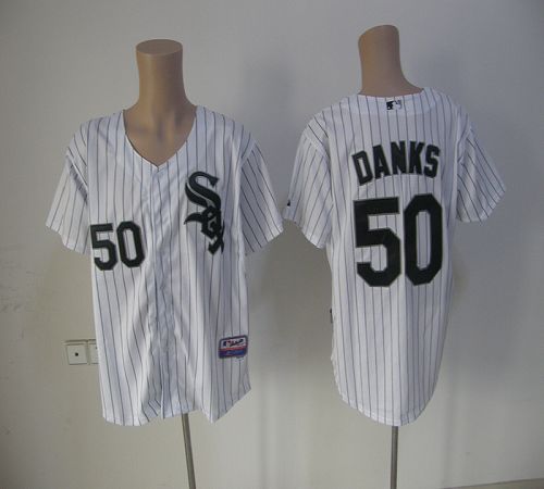 White Sox #50 John Danks White With Black Strip Stitched MLB Jersey