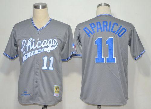 Mitchell And Ness 1969 White Sox #11 Luis Aparicio Grey Stitched Throwback MLB Jersey