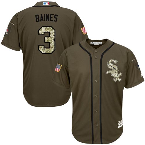 White Sox #3 Harold Baines Green Salute to Service Stitched MLB Jersey