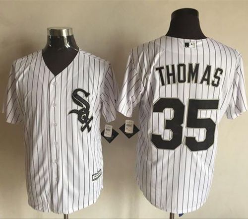 White Sox #35 Frank Thomas White(Black Strip) New Cool Base Stitched MLB Jersey