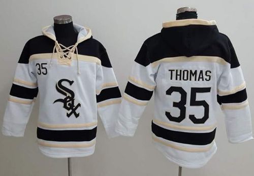 White Sox #35 Frank Thomas White Sawyer Hooded Sweatshirt MLB Hoodie