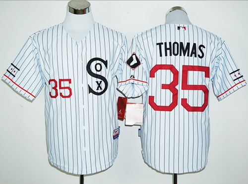 White Sox #35 Frank Thomas White(Black Strip) Cooperstown Stitched MLB Jersey