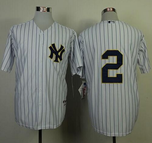 Yankees #2 Derek Jeter White Fashion Gold w/Commemorative Retirement Patch Stitched MLB Jersey