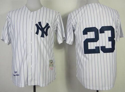 Mitchell And Ness 1995 Yankees #23 Don Mattingly Stitched White Throwback MLB Jersey