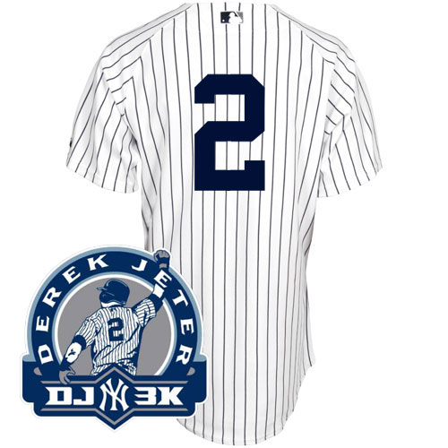 Yankees #2 Derek Jeter White With DJ 3K Patch Stitched MLB Jersey