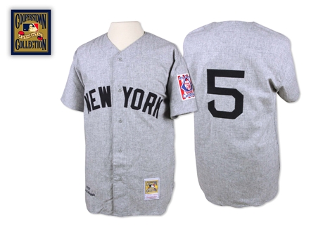 Mitchell And Ness 1939 Yankees #5 Joe DiMaggio Grey Stitched MLB Jersey