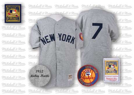 Mitchell And Ness 1952 Yankees #7 Mickey Mantle Grey Stitched MLB Jersey