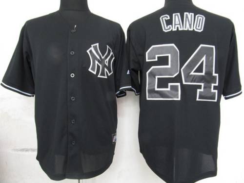 Yankees #24 Robinson Cano Black Fashion Stitched MLB Jersey