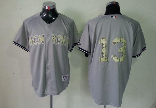 Yankees #13 Alex Rodriguez Grey USMC Cool Base Stitched MLB Jersey