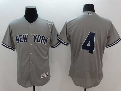 Yankees #4 Lou Gehrig Grey Flexbase Authentic Collection Stitched MLB Jersey