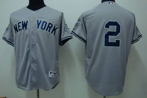 Yankees #2 Derek Jeter Stitched Grey MLB Jersey