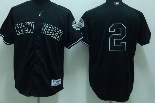 Yankees #2 Derek Jeter Stitched Black MLB Jersey