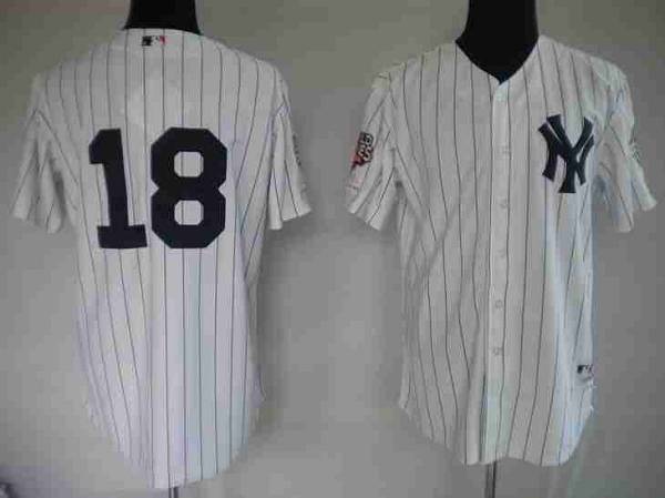 Yankees #18 Johnny Damon Stitched White MLB Jersey