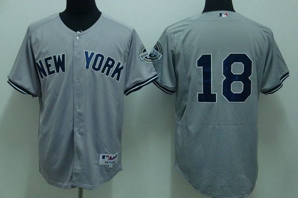 Yankees #18 Johnny Damon Stitched Grey MLB Jersey