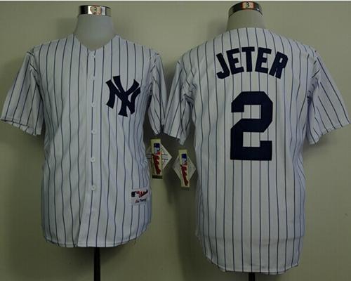 Yankees #2 Derek Jeter White Name On Back Stitched MLB Jersey