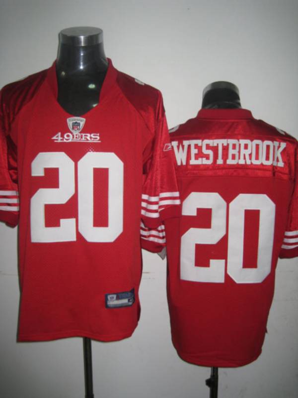49ers #20 Brian Westbrook Red Stitched NFL Jersey