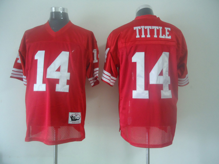 Mitchell and Ness 49ers #14 Y.A. Tittle Red Stitched NFL Jersey