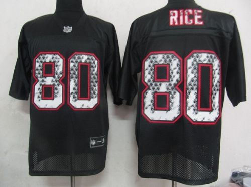 Sideline Black United 49ers #80 Jerry Rice Black Stitched NFL Jersey