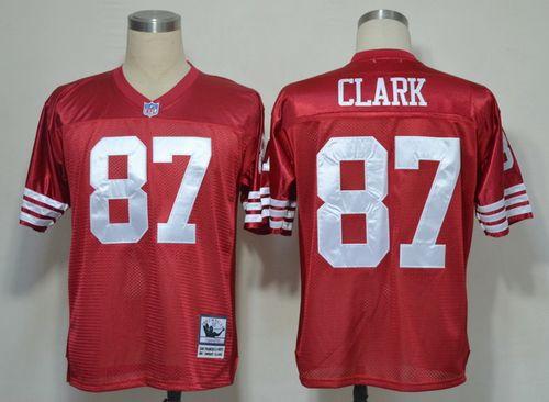Mitchell And Ness 49ers #87 Dwight Clark Red Stitched Throwback NFL Jersey