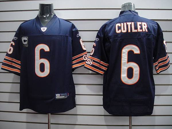 Bears #6 Jay Cutler Blue With C Patch Stitched NFL Jersey