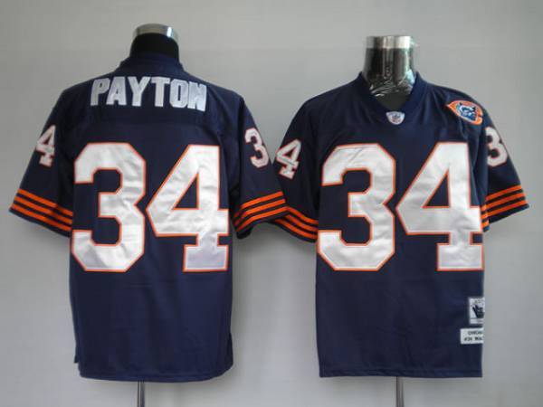 Mitchell & Ness Bears #34 Walter Payton Blue With Big Number Bear Patch Stitched Throwback NFL Jersey