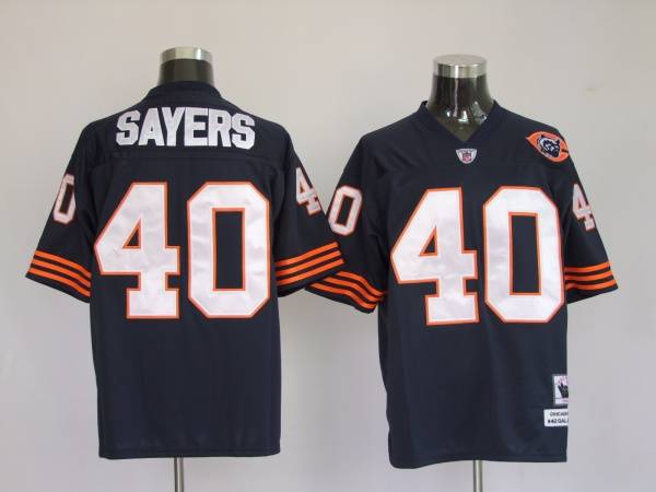 Mitchell & Ness Bears #40 Gale Sayers Blue With Big Number Bear Patch Stitched Throwback NFL Jersey