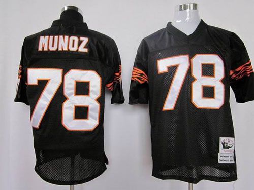 Mitchell And Ness Bengals #78 Anthony Munoz Black Throwback Stitched NFL Jersey