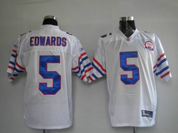 Bills #5 Trent Edwards White AFL 50th Anniversary Patch Stitched Throwback NFL Jersey