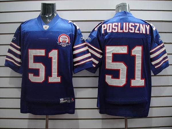 Bills #51 Bill Posluszny Baby Blue AFL 50th Anniversary Patch Stitched NFL Jersey