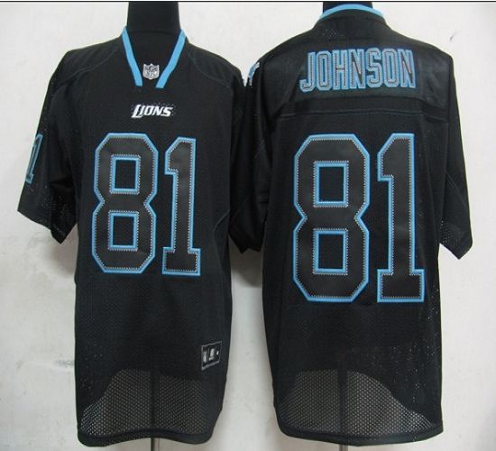 Lions #81 Calvin Johnson Lights Out Black Stitched NFL Jersey