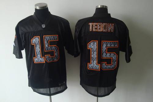Sideline Black United Broncos #15 Tim Tebow Black Stitched NFL Jersey