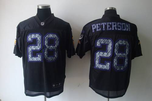 Sideline Black United Vikings #28 Adrian Peterson Black Stitched NFL Jersey