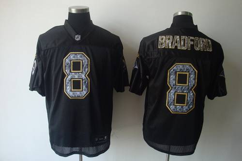 Sideline Black United Rams #8 Sam Bradford Black Stitched NFL Jersey