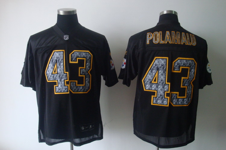 Sideline Black United Steelers #43 Troy Polamalu Black Stitched NFL Jersey