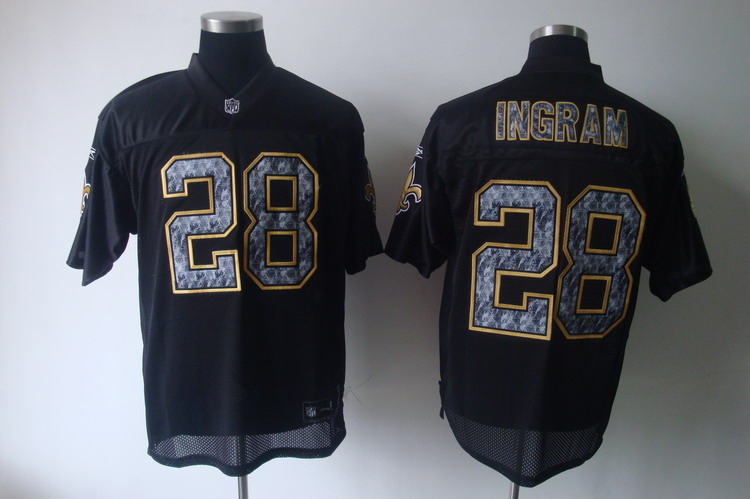 Sideline Black United Saints #28 Mark Ingram Black Stitched NFL Jersey