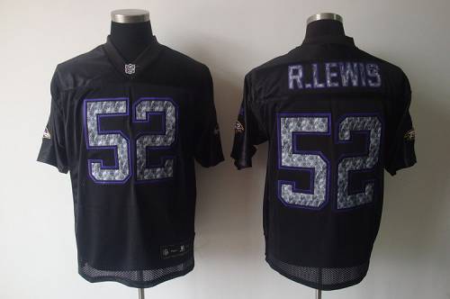 Sideline Black United Ravens #52 R.Lewis Black Stitched NFL Jersey