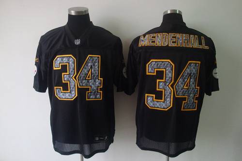 Sideline Black United Steelers #34 Rashard Mendenhall Black Stitched NFL Jersey