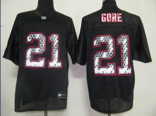 Sideline Black United 49ers #21 Frank Gore Black Stitched NFL Jersey