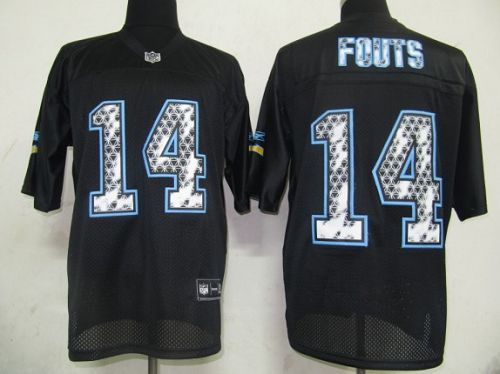Sideline Black United Chargers #14 Dan Fouts Black Stitched NFL Jersey