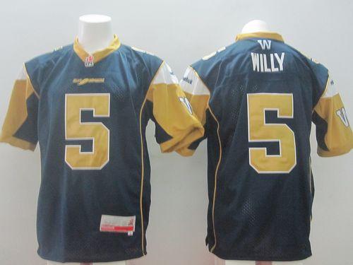 Blue Bombers #5 Drew Willy Navy Blue Stitched CFL Jersey