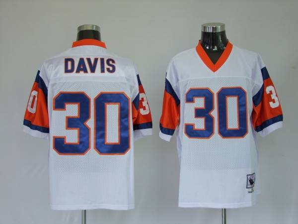 Mitchel & Ness Broncos #30 Terrell Davis White Stitched Throwback NFL Jersey