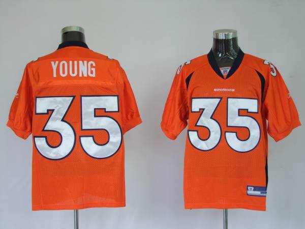 Broncos #35 Selvin Young Orange Stitched NFL Jersey